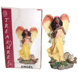 Treasures Angel Figurine Resin Angel With Violin 7” Tall
